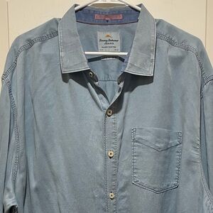 Tommy Bahama Jeans XXL Denim Island Modern Fit Blue Button Down Shirt Resortwear